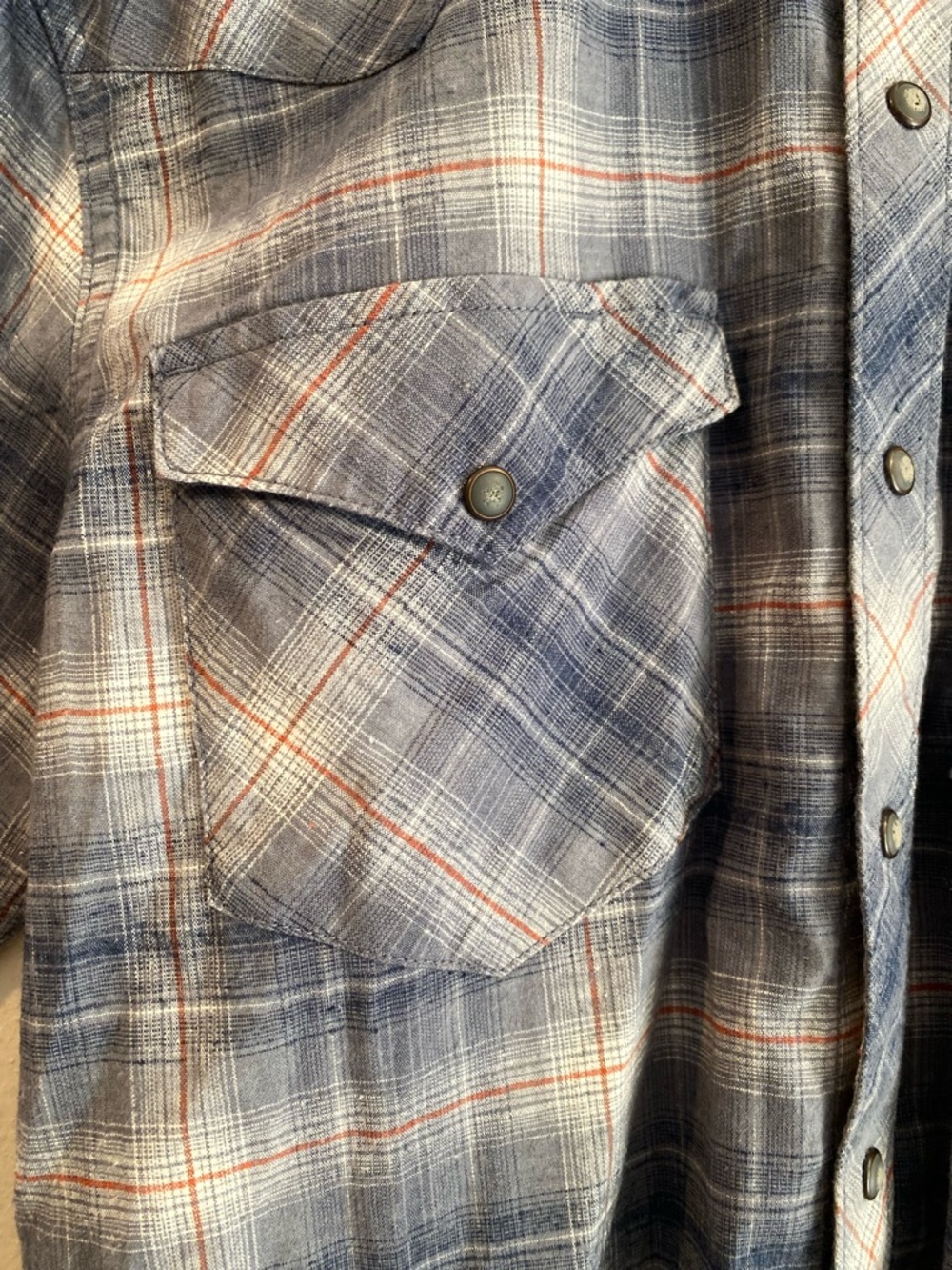 Patagonia Hemp Blend Western Snap Plaid Shirt - Men’s Small - Blue/Orange - Picture 6 of 11